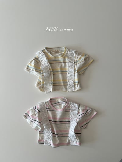 SO.U27｜(6m-4y) 條紋蕾絲花邊上衣1