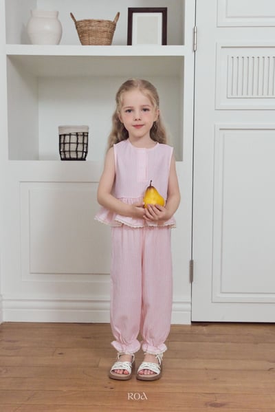 ROA03｜(6m-18m) 2色蕾絲波浪邊棉麻縮口套裝16