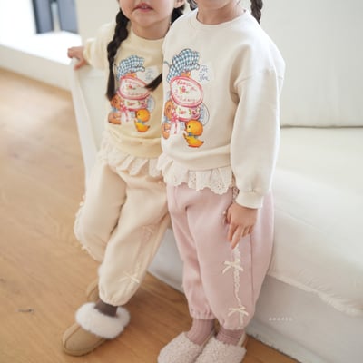 neneru32｜(85cm-125cm) 2色法式插畫蕾絲荷葉邊上衣3