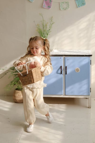 FLO13｜(75-140) 2色蕾絲滾邊休閒縮口褲14