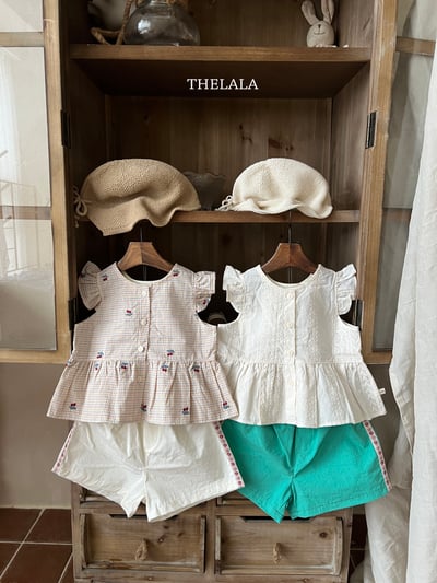 thelala51｜ (70-115) 壓花櫻桃格紋背心上衣11