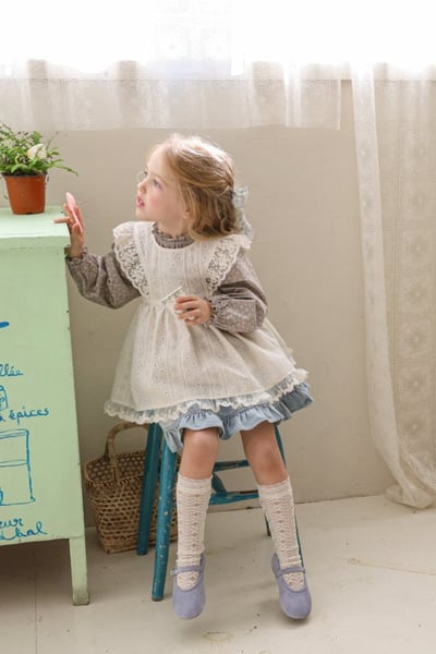 FLO26｜(75-140) 2色法式蕾絲拉鍊圍裙20