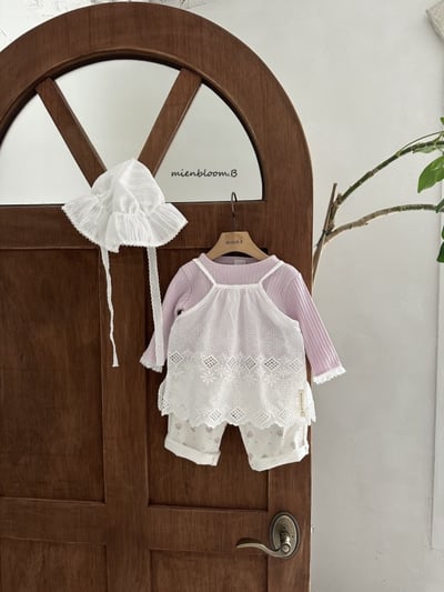 Bloom.b22｜(0m-18m) 蕾絲綁帶帽6