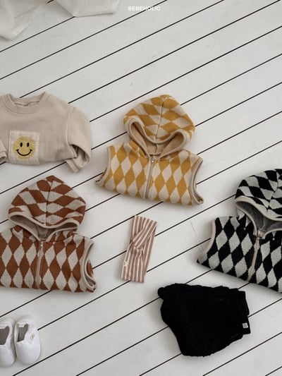 Bebe holic21｜(6m-18m) 菱格紋連帽針織背心8