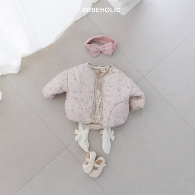 Bebe holic17｜(3m-18m) 碎花夾層棉拉鍊外套16