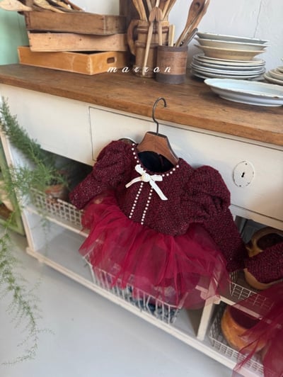 Marron 61｜(3m-18m) 宮廷袖珍珠小香薄紗包屁衣6