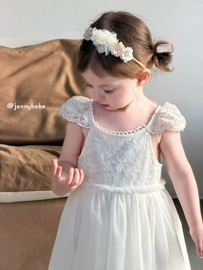 JE729｜(80-110cm) 白天鵝壓紋薄紗洋裝4