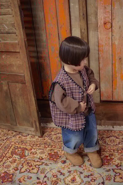 onu 16｜(70cm-115cm) 滾邊格紋刷毛雙面背心14