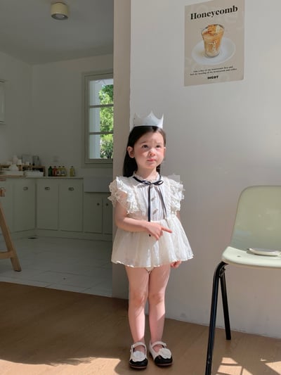 JE59｜(66-90cm) 蕾絲綁帶洋裝包屁衣12