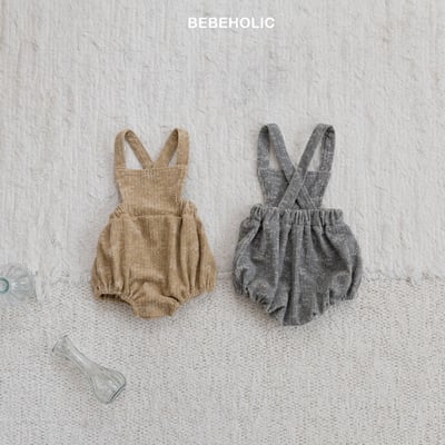 Bebe holic11｜(3m-18m) 燈芯絨花紋吊帶包屁衣5