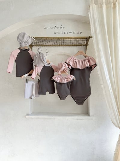 MONBEBE22｜(1y-8y MOM) 多效潤膚荷葉邊泳衣(含泳帽)15