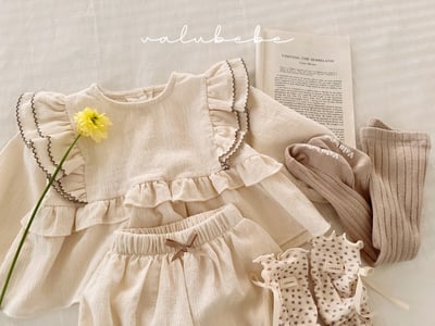 Valubebe48｜(65-90) 莓果摺邊飛袖襯衫9