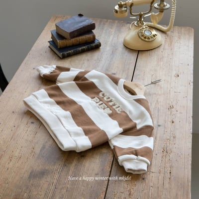 M-KIDS43｜(65-115cm) 2色條紋印花休閒上衣3