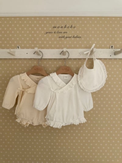 MONBEBE06｜(0m-6m) 華夫格荷葉滾邊包屁衣2