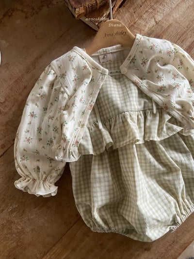 Anne Shirley02｜(3m-22m) 1色格紋綁帶荷葉包屁衣18