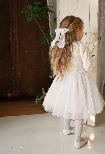 FLO06｜(free) 3色蕾絲滾邊蝴蝶結髮夾5