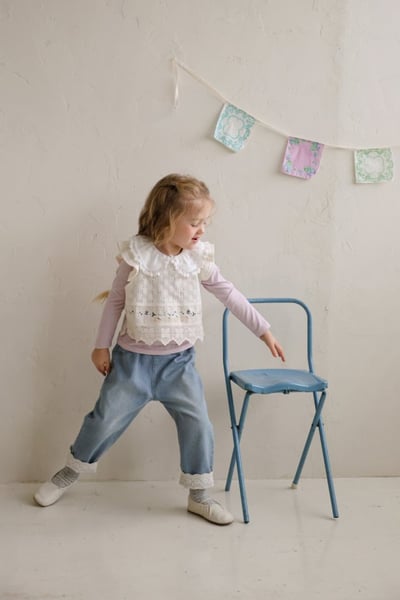 FLO55｜(75-140) 2色蕾絲可反摺牛仔褲19