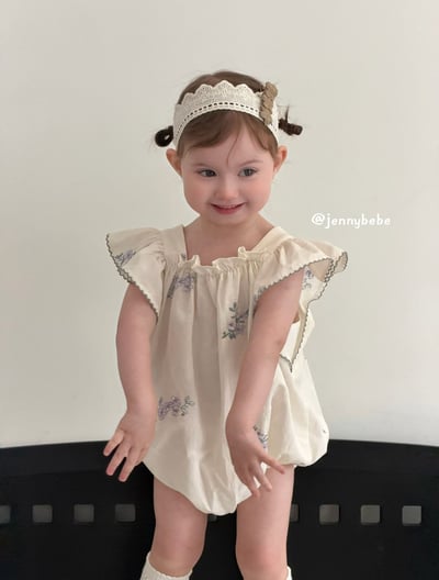 JE708｜(66-90cm) 刺繡花卉滾邊包屁衣6