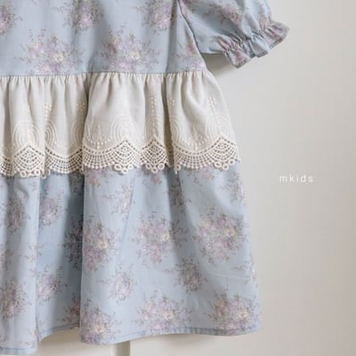 M-KIDS12｜(65-115cm) 歐式碎花滾邊洋裝5