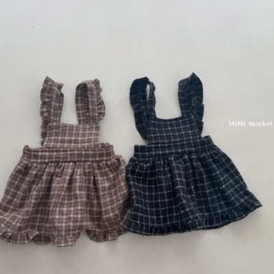 mimi market01｜(65-85cm)  格紋圍裙洋裝1