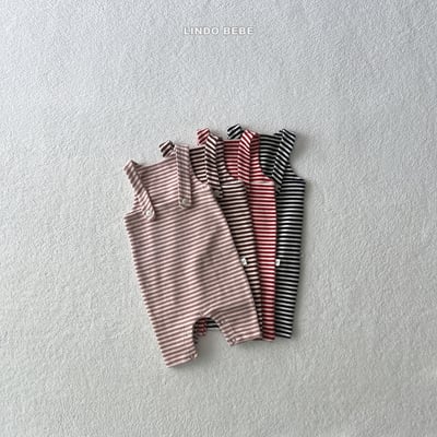 Lindo12｜(3m-18m) 條紋吊帶背心連身衣8