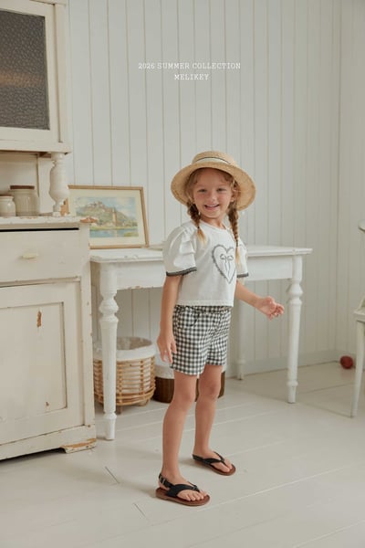 Melikey02｜(75-125cm) 蕾絲滾邊袖愛心短版上衣12