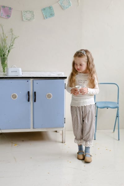 FLO35｜(75-140) 3色法式花布木耳邊上衣12