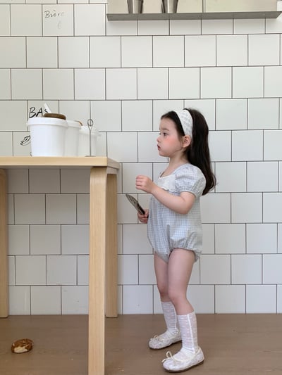 JE45｜(66-120cm) 水藍格紋包屁衣/洋裝13