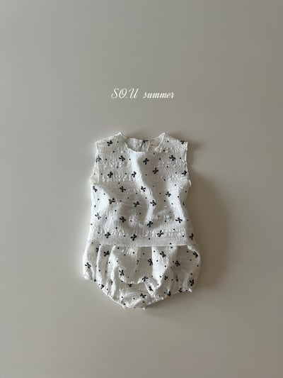 SO.U25｜(6m-18m) 蝴蝶結印花抓皺套裝7