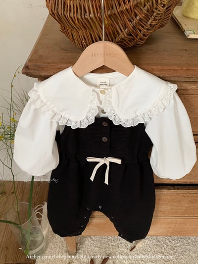 JE586｜(73-100cm) 花邊翻領襯衫/細肩連身褲4