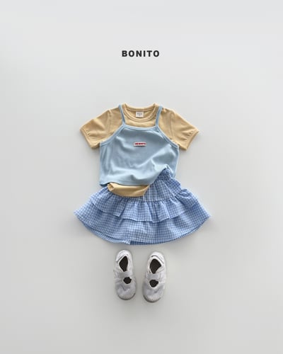 Bonito25｜(75cm-125cm) 2色格子蛋糕多層裙10