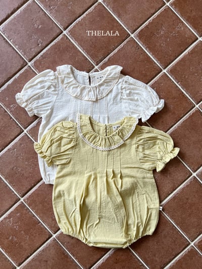 thelala50｜ (0m-18m) 滾邊荷葉領公主袖包屁衣10
