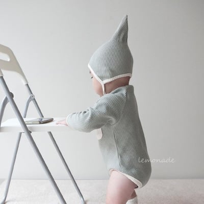 LEMONADE20｜(55cm-85cm) 3色撞色口袋包屁衣含帽子4