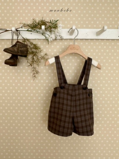 MONBEBE32｜(1y-8y) 排釦格紋吊帶褲12