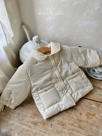 Monpetitbebe11｜(70cm-110cm) 愛心刺繡夾層棉外套7