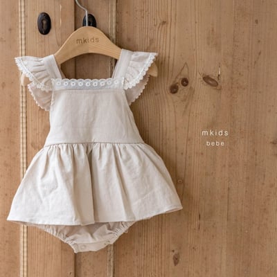 M-KIDS36｜(65-80cm) 綁帶摺邊包屁衣4