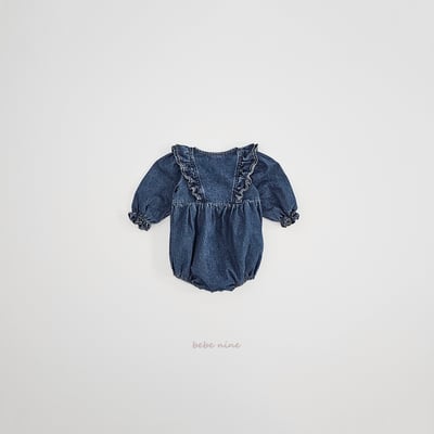 bebe nine04 (65-90) 2色牛仔荷葉袖包屁衣16