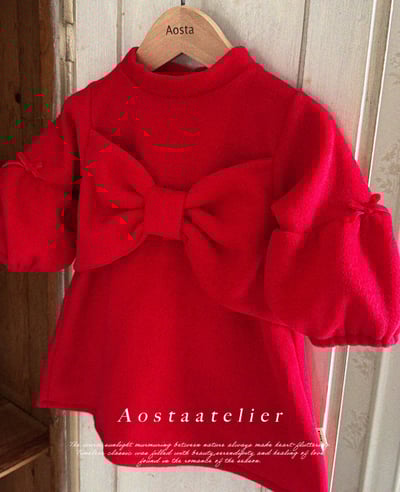 AOSTA26｜(6m-5y) 冬季磨毛蝴蝶結洋裝8