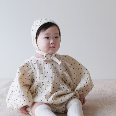 LEMONADE15｜(55cm-85cm) 2色滿滿愛心包屁衣含帽子6