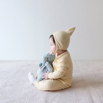 LEMONADE13｜(55cm-85cm) 4色素面排扣連身衣含帽子12