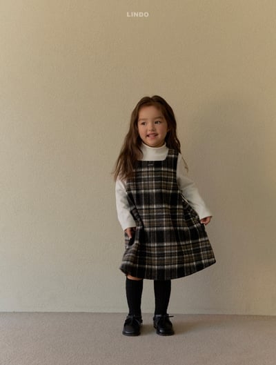 Lindo66｜(80cm-125cm) 背心格紋洋裝10