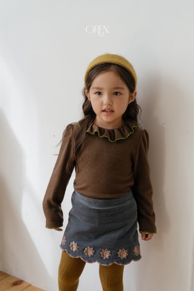 OREN24｜(85-120cm) 復古小雛菊刺繡褲裙14