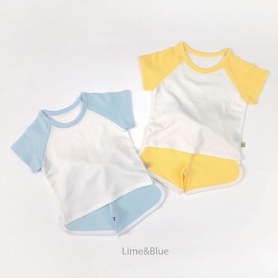 LIME&BLUE22｜(80-118cm)  插肩撞色運動套裝6