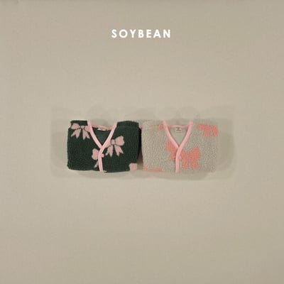 Soybean32｜(75cm-118cm) 抓絨蝴蝶結印花開襟外套13