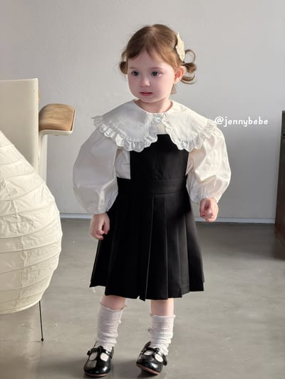 JE723｜(73-100cm) 蕾絲翻領襯衫/百褶吊帶裙12