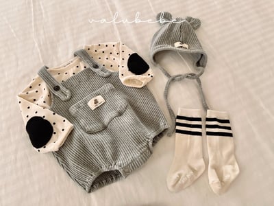 Valubebe08｜(65-80) 華夫格小熊綁帶帽4