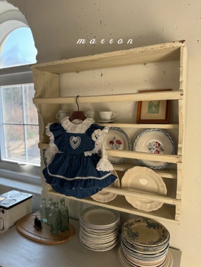 Marron33｜(3m-18m) 愛心刺繡蕾絲花邊包屁衣5