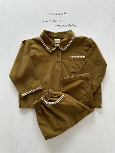 MONBEBE02｜(1y-8y) 冬季縫線滾邊長褲8