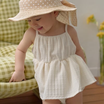 bebe nine01  (6m-24m) 3色棉麻荷葉吊帶包屁裙10