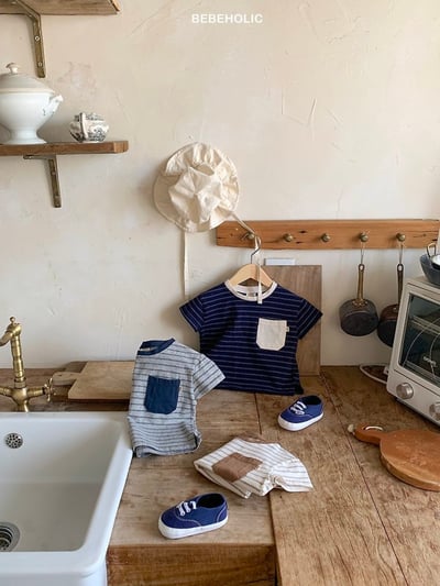 Bebe holic47｜(3m-18m) 口袋條紋上衣4